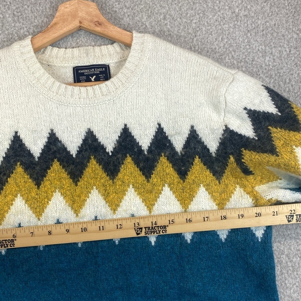 American Eagle wool blend fair isle sweater M Apres ski Nordic preppy classic - Picture 3 of 8